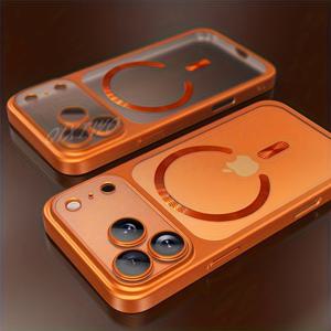 TEMU 휴대폰 케이스 - 고급 무광 전기 도금 투명 마그네틱 무선 충전 휴대폰 케이스, iPhone 13/14/15/16/17 Air Pro Max Plus 호환, 렌즈 필름 및 충격 방지 투명 백 커버 특징.