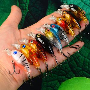 TEMU 베이스, 파이크, 스트림 낚시용 록키 미노우 탑워터 루어 9팩