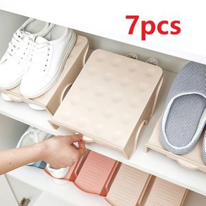 TEMU 7피스 더블 레이어 신발 정리대 - 안정적인 플라스틱 신발 정리대, 다중 구획, 독립형 또는 벽걸이 사용 가능, 침실, 거실, 공간 절약형, 간편 조립, 도구 불필요, 신발 보관 정리대, 옷장 정리대