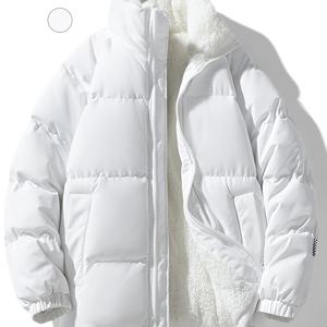 TEMU 남성용 겨울 따뜻한 스탠드 칼라 안감 자켓 - 아웃도어 스포츠 코트 - 캐주얼 패션 패딩 코트 두꺼운 아우터웨어 - 겨울 캐주얼 스탠드 칼라 솔리드 컬러 따뜻한 안감 두꺼운 자켓