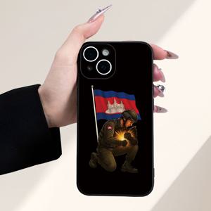 TEMU 폰 케이스: 창의적인 캄보디아 국기 군인 디자인, 패션 TPU 방탄 풀 커버 폰 케이스 (남녀 공용) - 아이폰 17, 16, 15, 14, 13, 12, 11, XS, XR, X, 7, 8, 17, 에어, 플러스, 프로, 맥스, S 호환