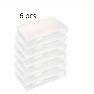 TEMU 뚜껑이 있는 투명 플라스틱 보관 상자 6개 A4, 사무용품, 종이, 마커 및 문구류를 위한 방진 데스크탑 정리함, 쌓을 수 있는 파일 홀더, 대용량 문서 정리함, 사무용품 보관 상자, 사무실 보관 솔루션|편지지|A4용지