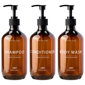 TEMU 3개입, 조리대 핸드솝 디스펜서, 욕실 액체 비누 펌프, 샴푸, 샤워 젤, 컨디셔너용 리필 가능 빈 병, 550ml 토너 디스펜서 세트, 재사용 가능한 컨디셔너 병, 펌프가 있는 샴푸 병, 빈 샤워 젤 병