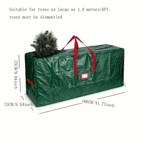 TEMU 1개 대용량 크리스마스 트리 보관 가방 - 방진 직조 여행 가방, 빨간색 포인트, 213.36/274.32cm, 가정 정리 및 휴일 장식에 적합
