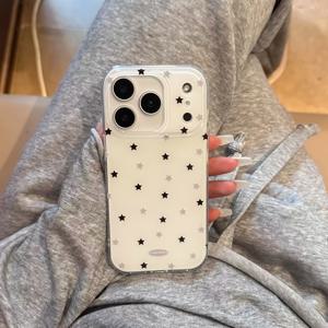 TEMU 폰 케이스: 신선하고 스타일리시한 블랙 & 그레이 별무늬 여성용 새 폰 케이스, 아이폰 17/17 Pro/17 Pro Max/16/16 Pro/16 Pro Max/ Pro/15 Pro Max/14/14 Pro/14 Pro Max 호환