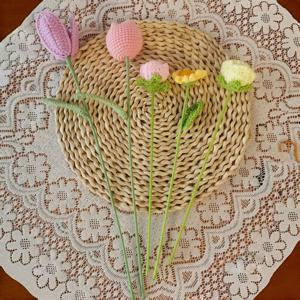 TEMU 5개 손으로 짠 꽃다발 세트, 장미 / 튤립 / 데이지 / 직조 꽃, 홈 데코 필수품, 선물로 완벽, 어버이날, 크리스마스 발렌타인데이에 이상적, 크리스마스 선물로 최고, 인조꽃, 조화꽃