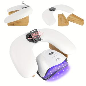 TEMU YY 우드 U자형 핸드 필로우 스탠드 - 베벨드 네일 아트 핸드 필로우 휴대폰 홀더, 나비 네일 아트 팔걸이 & 조절 가능한 휴대폰 클램프, 홈 & 살롱용 투핸드 매니큐어 테이블|네일아트|젤네일