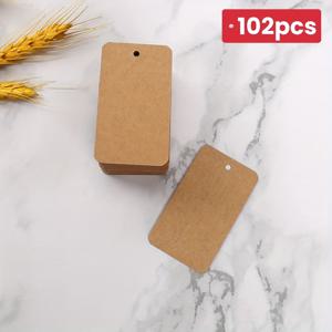 TEMU 102개 크래프트 종이 행택 태그 & 가격 라벨 - 의류, 베이킹 포장, 크리스마스 선물, 웨딩 카드용 빈 태그 4*7cm (라운드 코너) (밸류 팩)
