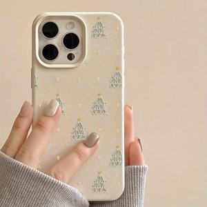 TEMU 폰 케이스: 크리스마스 트리 패턴, 대형 홀, 오목볼록 질감, UV 프린팅 기술, 360도 전방위 보호, 아이폰 17 16 15 14 13 12 11 시리즈 호환|폰케이스|아이폰케이스