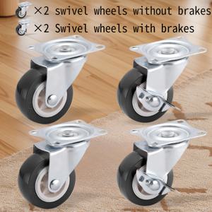 TEMU 4개 세트 Wixzor 헤비듀티 스위블 캐스터 (잠금/ 기능 포함) - 1.25인치 조용한 스위블 휠 (잠금/ 2개 & 비 2개) - 내마모성, 사무용 의자, 장비, 쇼핑 카트용 - 부드러운 이동, 상업용 적합