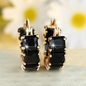 TEMU 1쌍 블랙 큐브 귀걸이 - 대형 스퀘어 큐빅 합성 스터드, 골드톤 세팅, 웨딩 파티, 빈티지 스타일, 연중 우아한 액세서리 (관리 불필요, 내구성 강함) - & 기념일 선물
