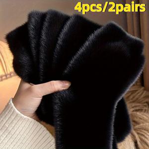 TEMU 여성용 울트라 소프트 플러시 양말 4켤레 - 편안한 미드 캐프, 솔리드 컬러 따뜻하고 포근한 겨울용 여성 보온 양말, 오토미 양말, 실내용 필수 아이템, 심플 디자인, 손세탁 전용, 추운 날씨 스타일, 겨울 필수템, 추운 날씨 필수품,아늑한 홈웨어, 디자인,클래식 스타일,부드러운 원단