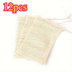 TEMU 12개 고품질 메쉬 비누 주머니 - 부드럽고 재사용 가능한 통기성 거품망, 깨진 비누 보관용, 샤워실, 세면대, 주방에 적합, 편리한 보관, 욕실 정리, 여행용 비누 케이스, 컴팩트 디자인