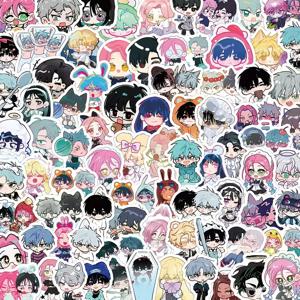 TEMU 새로운 100개 외계인 스테이지 Q 버전 스티커 - 귀여운 애니메이션 캐릭터, 표현력이 풍부한 눈과 다이나믹한 포즈, 파스텔 색상: 블루, 핑크, 그린, 옐로우, 퍼플, 오렌지, 레드, 블랙, 화이트, 그레이, 브라운, 라이트 블루, 다크 블루