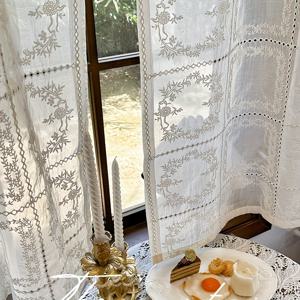 TEMU 1 패널 프렌치 빈티지 궁정 스타일 엠보싱 레이스 자수 커튼, 가볍고 통기성 좋은 100% 폴리에스터 반투명 로드 포켓, 거실, 발코니용 - 장식용 홈 창문 드레이프, 다이닝 룸|커튼봉