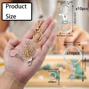 TEMU 100개입 고강도 철제 키체인 클립 끈, 회전 스프링 후크 포함 - 오픈 링 키링 하드웨어 박스 액세서리, 공예 펜던트 참, 주얼리 제작용, 주얼리 제작 용품, 장식 키체인, 튼튼한 키체인|키링부자재