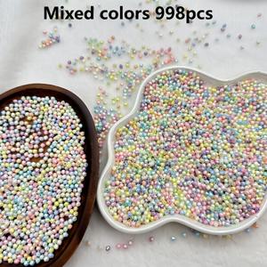 TEMU 998피스 마카롱 컬러 미니 아크릴 직구형 기하학 비즈 & 비즈 세트, DIY 공예용 팔찌, 키체인, 헤어 액세서리 및 기타 창의적인 장식에 이상적, 크리스마스, 휴일, 축제 선물 만들기에 완벽한 수제 비즈, 공예 애호가와 소매업자들 사이에서 인기 있는 수제 용품, 초보자와 숙련된 공예 애호가 모두에게 적합