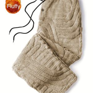 TEMU 남성용 기모 안감 조거 팬츠 - 드로스트링 허리 & 사이드 포켓이 있는 튼튼한 겨울 바지, 두꺼운 따뜻한 운동용 스웨트팬츠, 추운 날씨, 하이킹, 러닝용 - 남성용 세탁기 사용 가능 바지, 하이킹 장비, 캐주얼 스타일, 내구성 좋은 원단