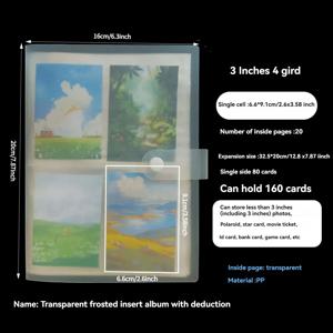 TEMU 대용량 3인치 플라스틱 포토 앨범 & 카드 바인더 - 투명 페이지와 4슬롯 레이아웃으로 사진, 명함, 영수증, ID 홀더 보관 - 내구성 있는 휴대용 스크랩북, 사무실, 정리용 (바인딩 없음)