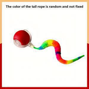 TEMU 1개 자동 롤링 고양이 공 장난감 (LED 조명 & 꼬리 포함), USB 충전식, 물어뜯기 방지 실리콘 - 모든 크기의 고양이를 위한 인터랙티브 실내 게임, 내구성 좋은 애완 동물 엔터테인먼트 선물