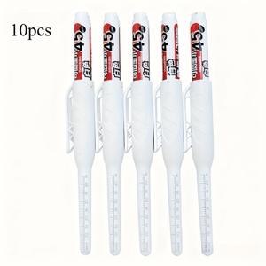 TEMU 10개입 45mm 긴잇대 마킹 펜, 깊은 구멍용, 속건성 방수 유성 잉크 (검정, 파랑, 빨강, 흰색), 슬리브 스케일 디자인 - 공예, 캘리그라피 & 페인팅 용품용 중간 굵기|캘리그라피