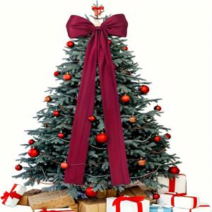 TEMU 크리스마스 트리 장식용 오버사이즈 새틴 리본 & 리본, 크기 48*115Cm/18.89In*45.28In, , 화이트, 핑크 색상. 집의 크리스마스 트리 상단 장식, 원형 화환, 벽 장식, 생일, 결혼식 등에 적합