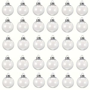 TEMU 30개 투명 플라스틱 구형 장식 - 8cm 대형 광택 구형 반짝이 구체, 분리 가능한 커버 및 걸이 링 포함, DIY 친화적 크리스마스 트리 장식, 결혼식, 파티, 새해 전야용 (30개) - 내구성 있는 플라스틱 볼