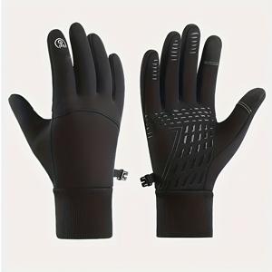 TEMU 1켤레 두꺼운 겨울 야외 장갑 | 남녀공용, 방풍, 보온, 터치스크린 호환, 부드럽고 편안함, 사이클링 및 스키에 적합, 블랙 풀피너 스포츠 장갑 | 기능성 겨울 장갑 | 겨울 의류 액세서리