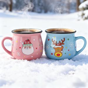 TEMU 2개 세트 미니 크리스마스 세라믹 머그, 디저트 무스 컵, 가족 아침 커피 컵, 크리스마스 선물, 축제 분위기 텀블러|스타벅스텀블러|텀블러