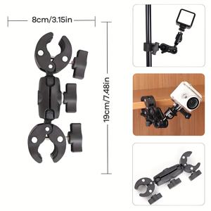 TEMU 360° 매직 암이 장착된 강력한 이중 클램프 마운트 - 의자, 휠체어, 유모차, 조명 스탠드, 사진 반사판, 오토바이용 조절식 우산 홀더 클립