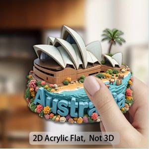 TEMU 1개 호주 테마 냉장고 자석 - 시드니 오페라 하우스 & 캥거루 상징적 랜드마크, 자석 아크릴 냉장고 자석, 흰색 & 호주 지도 디자인, 내구성 있는 장식용 자석, 냉장고, 게시판, 철제 캐비닛용, 2D 평면