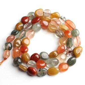 TEMU 47개 6-8mm 천연 석영 루틸레이티드 쿼츠 비즈 - DIY 주얼리 만들기, 팔찌 및 귀걸이 수제 액세서리용 불규칙 루즈 비즈