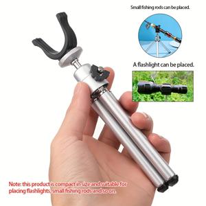 TEMU 컴팩트 낚싯대 홀더 - 조절 가능한 높이, 견고한 삼각대 베이스, 휴대용 디자인으로 간편한 보관 및 운반, 낚싯대 보관, 세련된 메탈릭 마감, 내구성 있는 구조