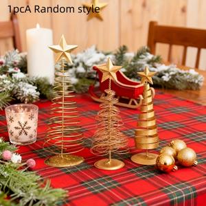 TEMU 골든 미니 크리스마스 트리 테이블탑 장식 - 빈티지 병형 철제 트리와 안정적인 베이스, 웨딩, 생일, 크리스마스 파티를 위한 미니어처 센터피스 - 홈/오피스/이벤트 장식을 위한 우아한 연중 장식, 전기 불필요, 크리스마스 장식