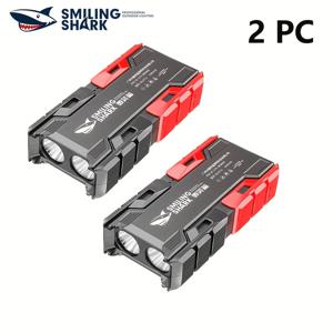 TEMU 2개입 스마일 상어 충전식 작업등 손전등 - 초고휘도 LED 토치, 보조 배터리 기능, 휴대용 납작 손전등 (캠핑, 야외 비상, 가정용), 캠핑 필수품, 컴팩트 디자인, 내구성 있는 구조