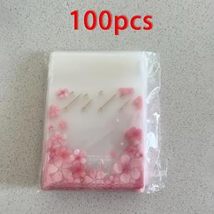 TEMU 100개 세트 프로스티드 벚꽃 패턴 선물용 봉투, 핑크 플로럴 자체 접착 포장백 - 웨딩, 생일, 휴일 선물, 발렌타인데이, 크리스마스에 완벽한 선택