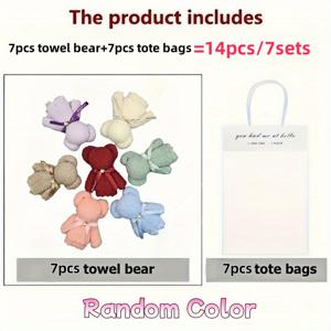 TEMU 8/14개 세트 편안한 플러시 곰 모양 타월 선물 세트 - 초부드러운 코럴 플리스 소재, 고흡수력, 빠른 건조, 투명 선물 가방 포함, 결혼식, 파티, 크리스마스, 새해, 발렌타인데이 선물에 적합