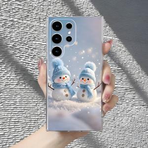 TEMU 삼성 S25/S24/S23/S22/S21/S20/A56/A55/A54/A53/A52/A34/A33/A32/A25/A24/A23/A14/A13/A05용 크리스마스 눈사람 TPU 투명 폰 케이스, 귀여운 만화 크리스마스 스타일 낙하 방지 보호 케이스