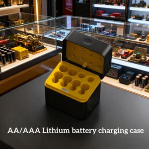 TEMU 8구 USB-C 고속 충전 박스 세트 | 대용량 AA/AAA 충전식 리튬 배터리 충전기 (1.5V 안정 전압, 오래가는 배터리 수명, 과충전, 과전압 및 과열 보호 기능 포함) | 게임 컨트롤러, 마우스, 마이크에 적합