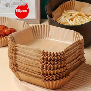 TEMU 50/100개 에어프라이어 베이킹 페이퍼 라이닝 - 논스틱, 기름 방지 & 방수, 에어프라이어 요리에 적합, 부활절, 어버이날 선물로 이상적