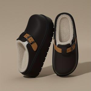 TEMU 겨울 EVA 케이스 여성용 신상 인테리어 벨벳 홈슈즈, EVA 케이스, 인테리어 벨벳, 패션 올매치, 캐주얼 심플, 여성용 실내외 따뜻한 슬리퍼