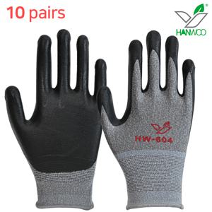 TEMU HANWOO 내피가 두툼한 HW-604 NBR코팅 작업용장갑 10개입