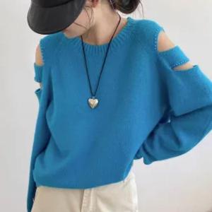 TEMU 2025 디자인 센스 여성 가을/겨울 신상 한국 스타일 연령 감소 소프트 왁스 이지 긴팔 스웨터