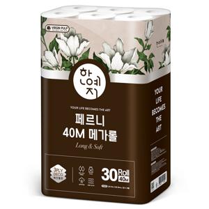 TEMU 한예지 페르니 40m 메가롤 천연펄프 화장지 30롤 1팩