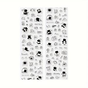 TEMU 장식용 와시 테이프 롤 - 귀여운 만화 고양이 디자인 스크랩북, 일기, 사진 앨범 장식 - 종이 재질 플래너 액세서리