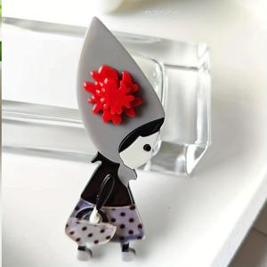 TEMU 빈티지 스타일 아크릴 브로치, 레트로한 감성의 패셔너블한 액세서리, 여성용 우아한 드레스 핀, 꽃 디자인, 스카프 및 재킷에 완벽.