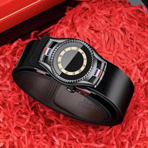 TEMU 남성용 정품 소가죽 벨트, 자동 버클, 스타일리시하고 비즈니스 및 캐주얼 웨어 모두에 적합하며 젊은 남성과 중년 남성에게 적합합니다.