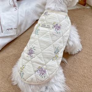 TEMU 소형견용 라벤더 꽃 옷, 소형견 및 고양이용 조끼, 두꺼운 따뜻한 가을/겨울 홈웨어.