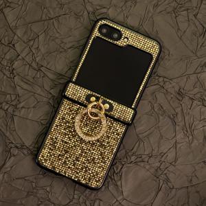 TEMU 갤럭시 Z 플립 시리즈용 스타일리시 휴대폰 케이스. 반짝이는 스팽글과 인조 코팅 링 버클이 특징인 고급스러운 디자인.|케이스