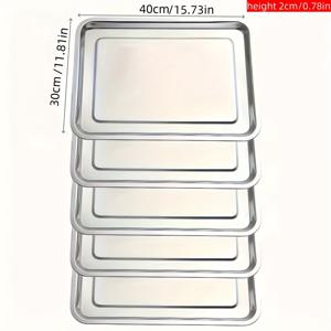 TEMU TCGY 5개 대형 상업용 & 등급 410 스테인리스 스틸 사각 플레이트 - 헤비듀티 대형 트레이 (40cm*30cm), BBQ, 파티, 레스토랑, 간식, 과일 및 위생용